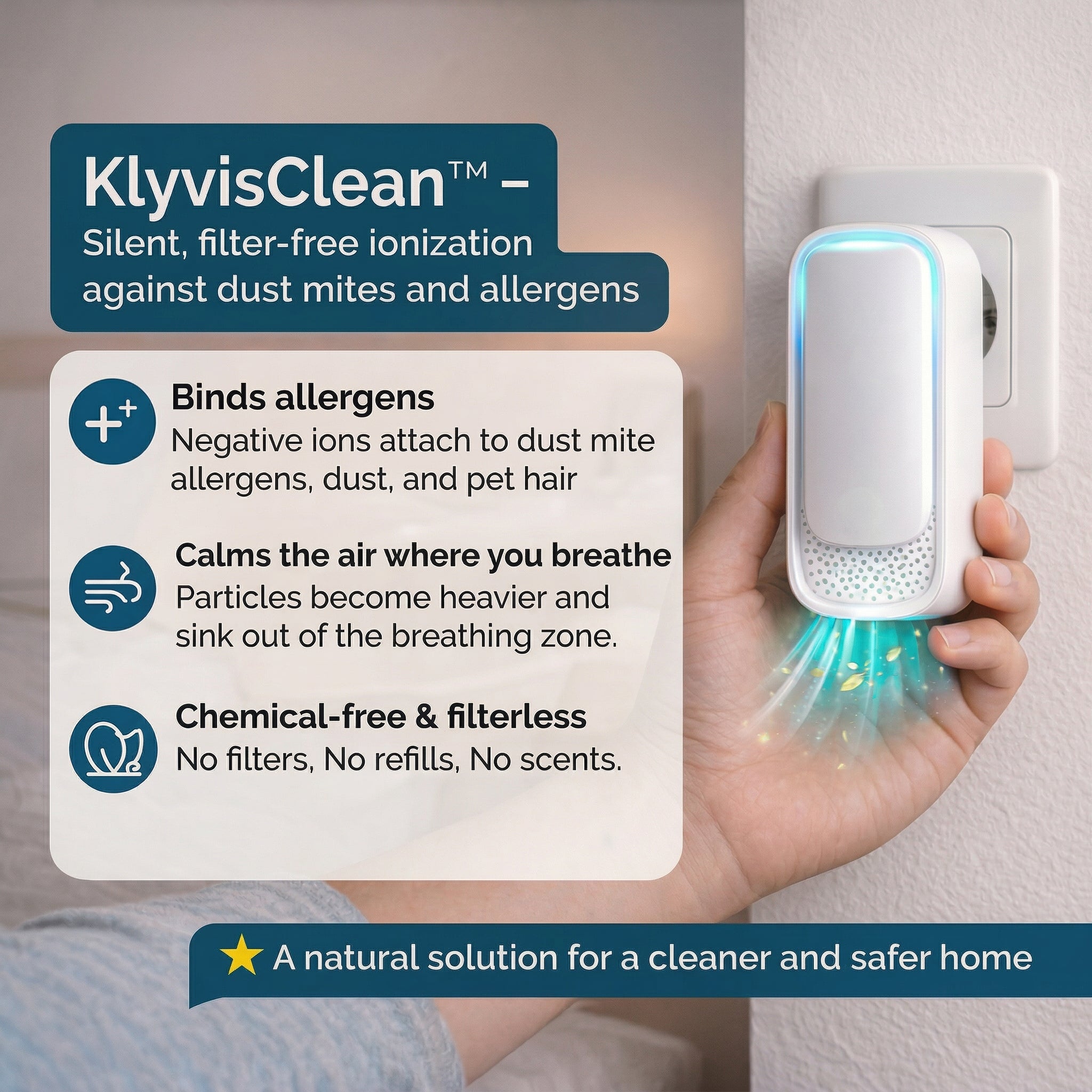 KlyvisClean™ Ultrasonic Dust & Allergy Purifier - Zero Filters